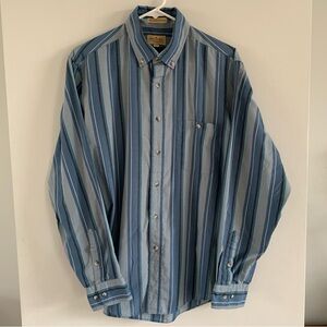 Vintage Dress Shirt Mens Size Large Blue Striped Long Sleeve Carson Pirie Scott